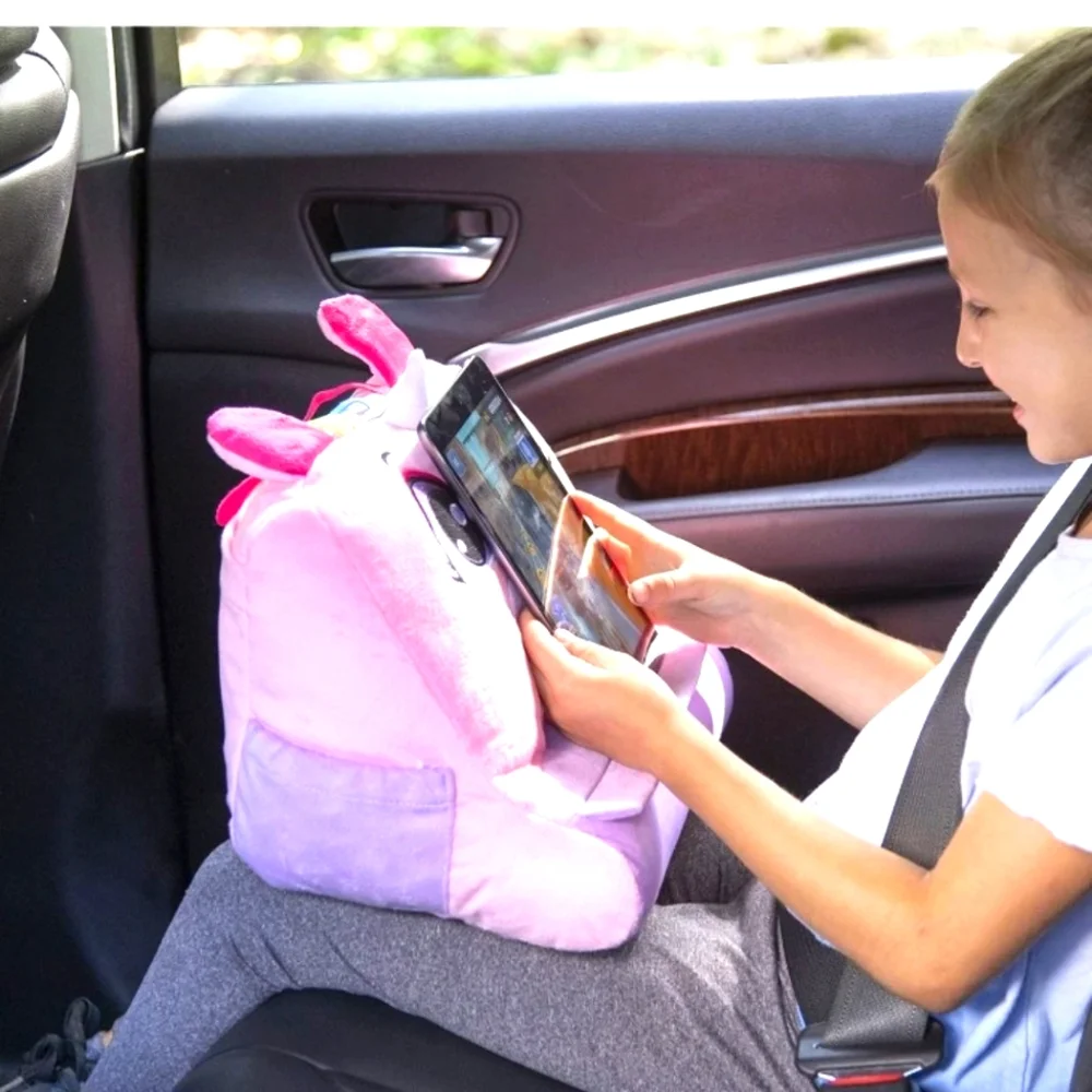 Plush Unicorn Pillow. Tablet , Book, Phone Holder. Purple And Pink NEW with Tags - Picture 8 of 9